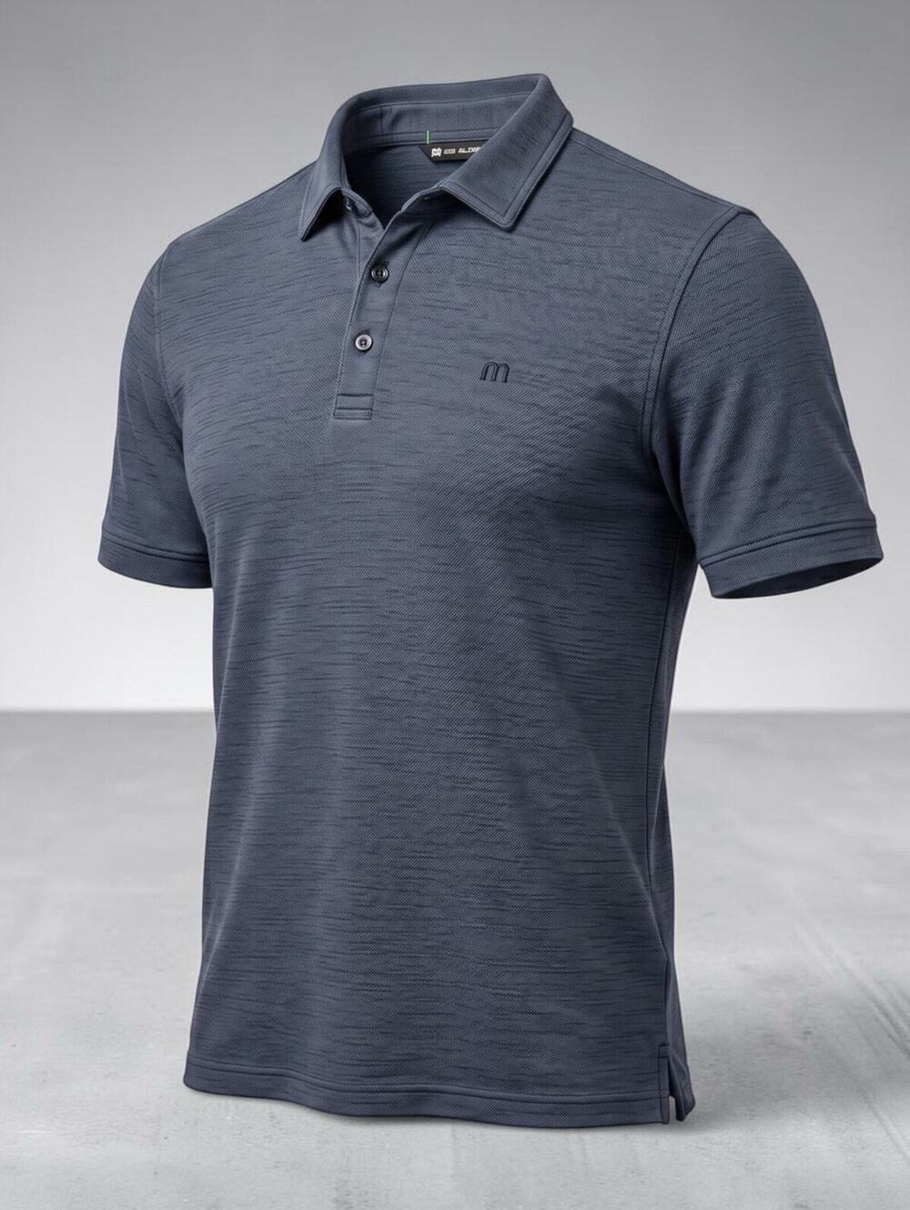 TravisMathew Men’s Large Polo Shirt Charcoal Blue Gray Short Sleeve